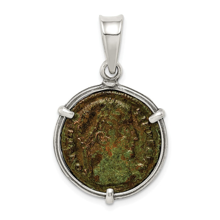 Million Charms 925 Sterling Silver Antiqued Roman Bronze Constantine I Coin Pendant