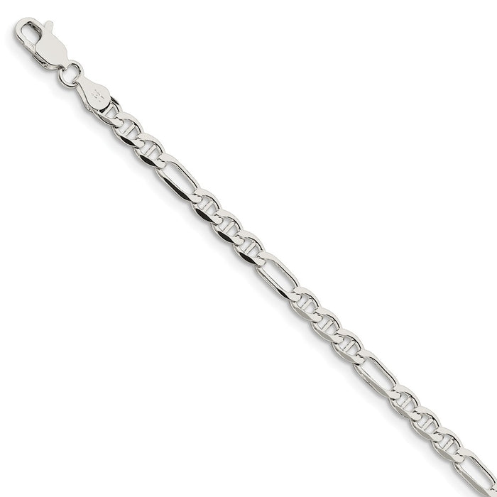 Million Charms 925 Sterling Silver 3.75mm Figaro Anchor Chain, Chain Length: 8 inches