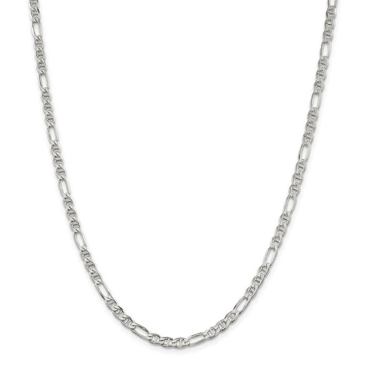 Million Charms 925 Sterling Silver 3.75mm Figaro Anchor Chain, Chain Length: 24 inches
