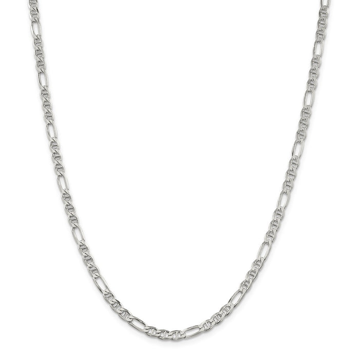 Million Charms 925 Sterling Silver 3.75mm Figaro Anchor Chain, Chain Length: 18 inches