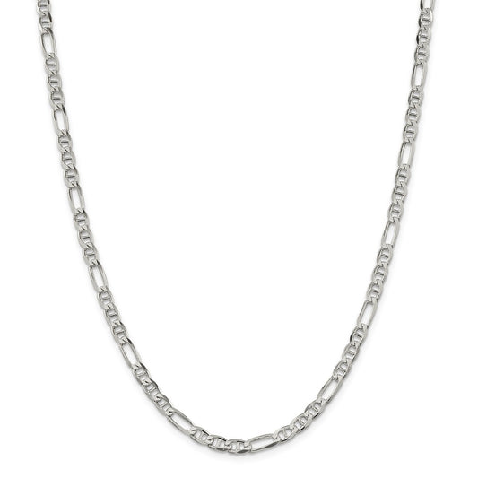 Million Charms 925 Sterling Silver 4.5mm Figaro Anchor Chain, Chain Length: 20 inches