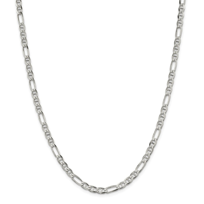 Million Charms 925 Sterling Silver 4.5mm Figaro Anchor Chain, Chain Length: 20 inches