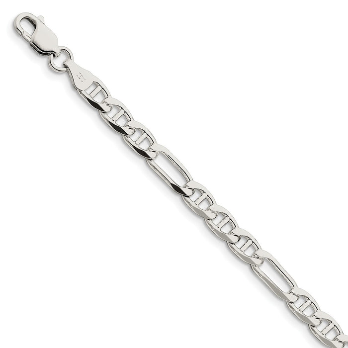 Million Charms 925 Sterling Silver 5.5mm Figaro Anchor Chain, Chain Length: 8 inches