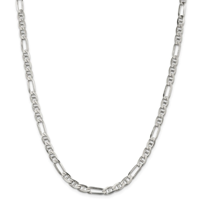 Million Charms 925 Sterling Silver 5.5mm Figaro Anchor Chain, Chain Length: 24 inches