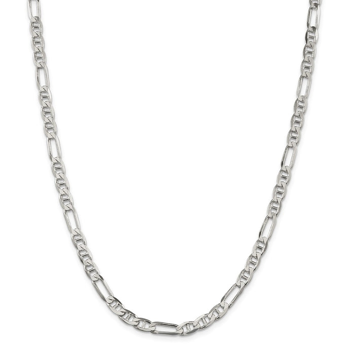 Million Charms 925 Sterling Silver 5.5mm Figaro Anchor Chain, Chain Length: 20 inches