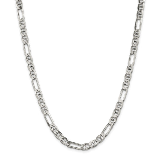 Million Charms 925 Sterling Silver 6.5mm Figaro Anchor Chain, Chain Length: 18 inches