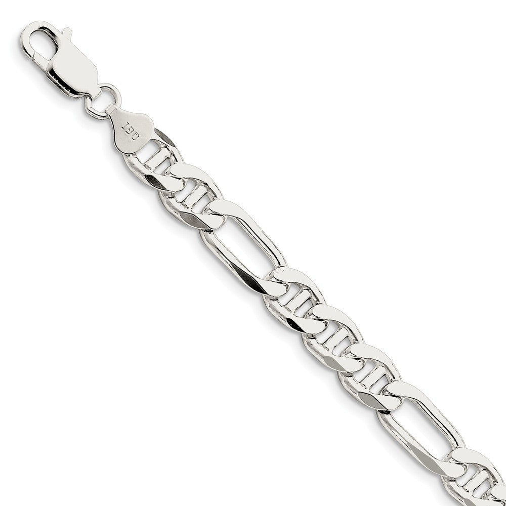 Million Charms 925 Sterling Silver 7.75mm Figaro Anchor Chain, Chain Length: 7 inches