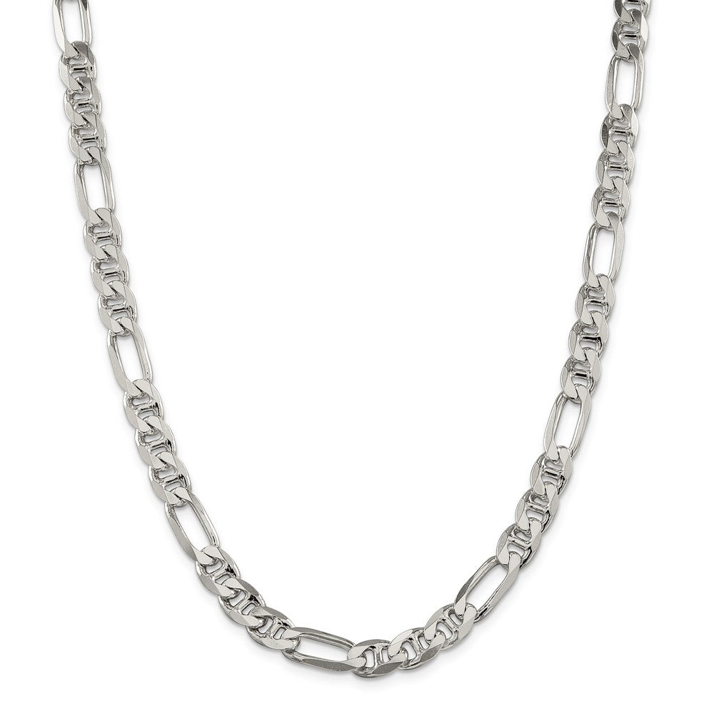 Million Charms 925 Sterling Silver 7.75mm Figaro Anchor Chain, Chain Length: 22 inches