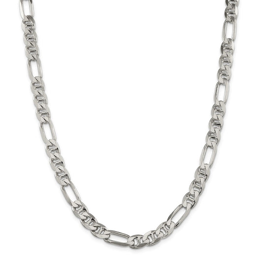 Million Charms 925 Sterling Silver 7.75mm Figaro Anchor Chain, Chain Length: 22 inches