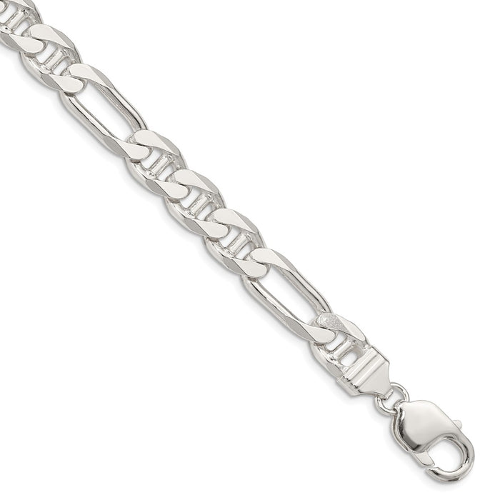 Million Charms 925 Sterling Silver 8.75mm Figaro Anchor Chain, Chain Length: 8 inches