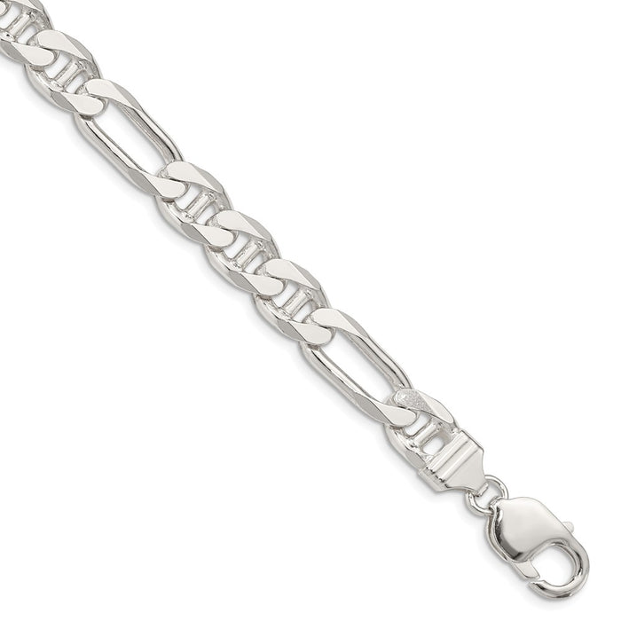 Million Charms 925 Sterling Silver 8.75mm Figaro Anchor Chain, Chain Length: 9 inches