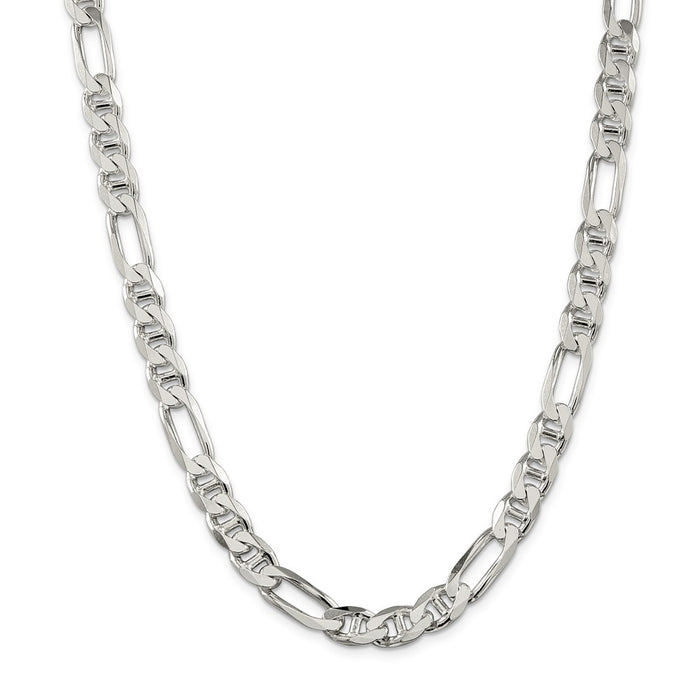 Million Charms 925 Sterling Silver 8.75mm Figaro Anchor Chain, Chain Length: 26 inches