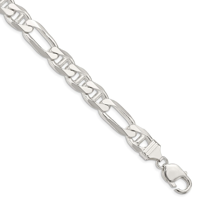 Million Charms 925 Sterling Silver 10.65mm Figaro Anchor Chain, Chain Length: 9 inches