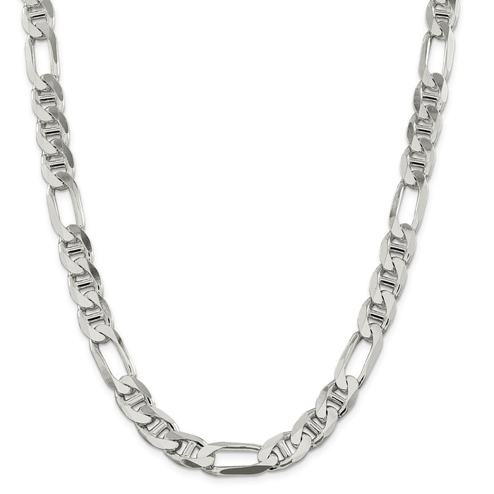 Million Charms 925 Sterling Silver 10.65mm Figaro Anchor Chain, Chain Length: 22 inches