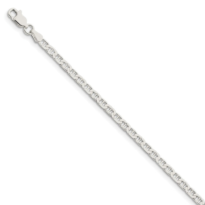 Million Charms 925 Sterling Silver 3mm Flat Anchor Chain, Chain Length: 7 inches
