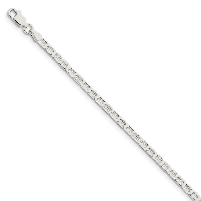 Million Charms 925 Sterling Silver 3mm Flat Anchor Chain, Chain Length: 8 inches