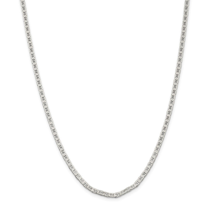 Million Charms 925 Sterling Silver 3mm Flat Anchor Chain, Chain Length: 22 inches