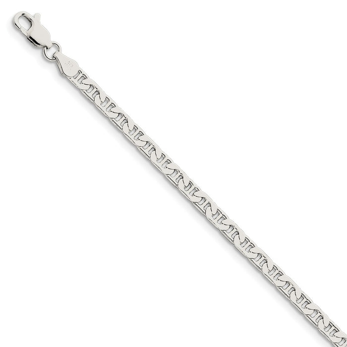 Million Charms 925 Sterling Silver 3.75mm Flat Anchor Chain, Chain Length: 8 inches