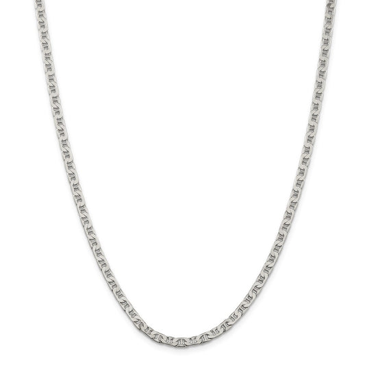 Million Charms 925 Sterling Silver 3.75mm Flat Anchor Chain, Chain Length: 30 inches