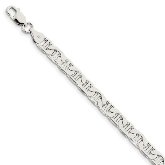 Million Charms 925 Sterling Silver 6.5mm Anchor Chain, Chain Length: 7 inches