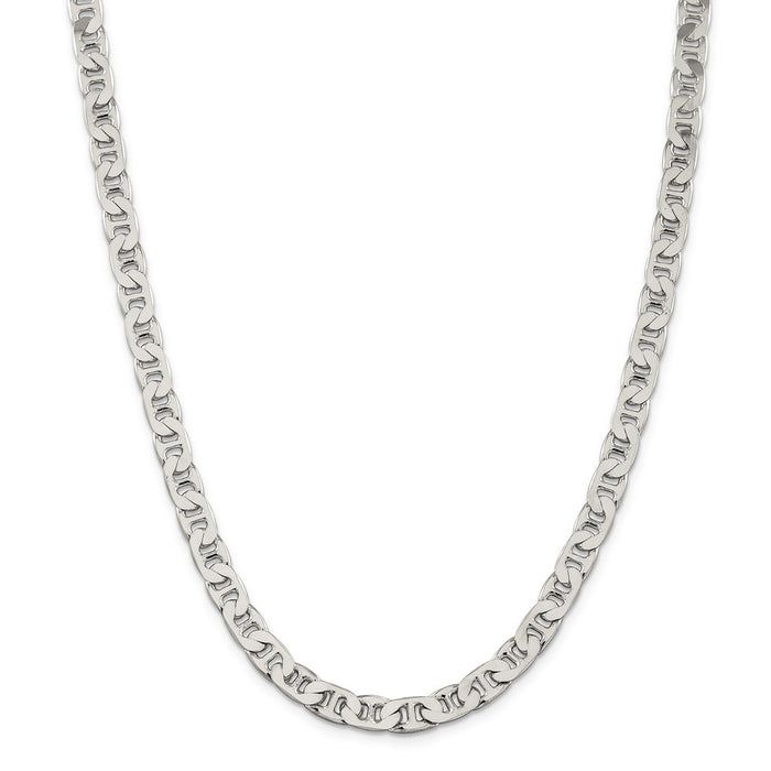 Million Charms 925 Sterling Silver 6.5mm Anchor Chain, Chain Length: 30 inches
