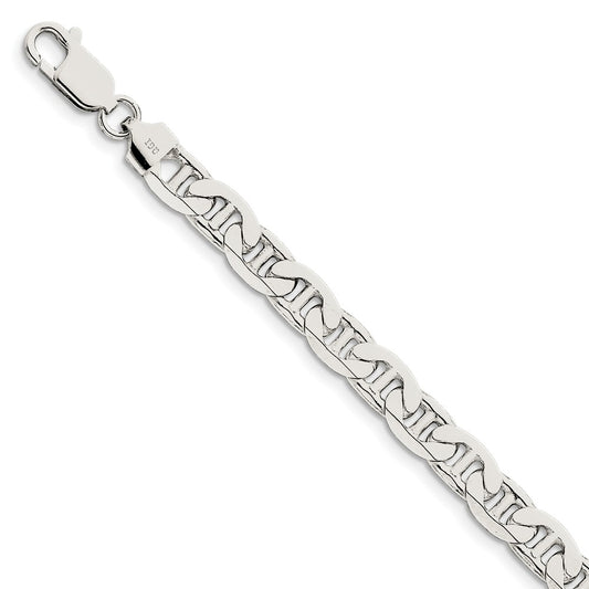 Million Charms 925 Sterling Silver 7mm Anchor Chain, Chain Length: 7 inches