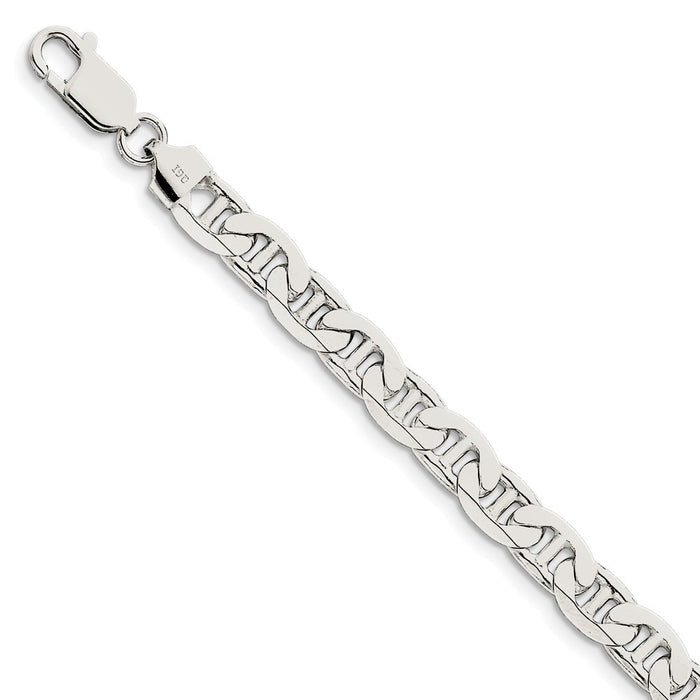 Million Charms 925 Sterling Silver 7mm Anchor Chain, Chain Length: 8 inches