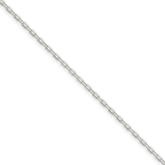 Million Charms 925 Sterling Silver Diamond-cut Open Link Cable Chain, Chain Length: 7 inches