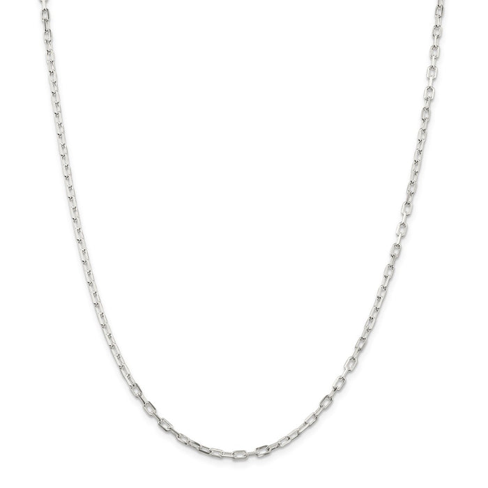 Million Charms 925 Sterling Silver 2.90mm Fancy Diamond-cut Open Link Cable Chain, Chain Length: 18 inches