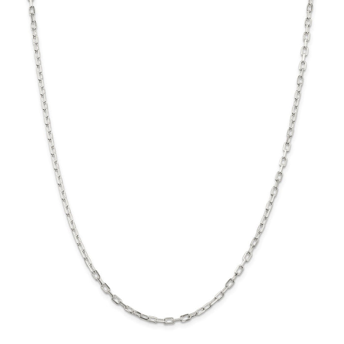 Million Charms 925 Sterling Silver 2.90mm Fancy Diamond-cut Open Link Cable Chain, Chain Length: 16 inches