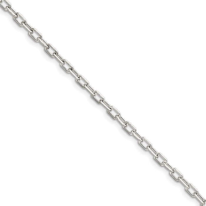 Million Charms 925 Sterling Silver 3.5mm Fancy Diamond-cut Open Link Cable Chain, Chain Length: 7 inches
