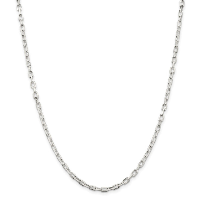 Million Charms 925 Sterling Silver 3.5mm Fancy Diamond-cut Open Link Cable Chain, Chain Length: 24 inches