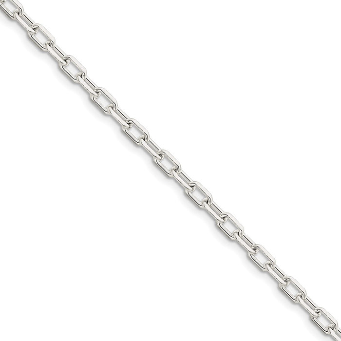 Million Charms 925 Sterling Silver 4.3mm Fancy Diamond-cut Open Link Cable Chain, Chain Length: 8 inches