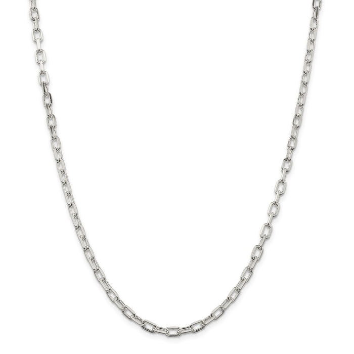 Million Charms 925 Sterling Silver 4.3mm Fancy Diamond-cut Open Link Cable Chain, Chain Length: 20 inches