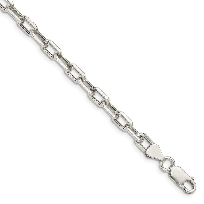 Million Charms 925 Sterling Silver 5.5mm Fancy Diamond-cut Open Link Cable Chain, Chain Length: 8 inches