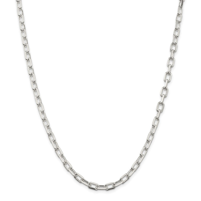 Million Charms 925 Sterling Silver 5.5mm Fancy Diamond-cut Open Link Cable Chain, Chain Length: 24 inches
