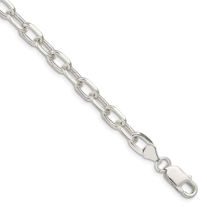 Million Charms 925 Sterling Silver 6.5mm Fancy Diamond-cut Open Link Cable Chain, Chain Length: 8 inches