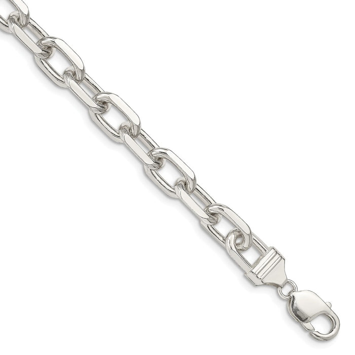 Million Charms 925 Sterling Silver Diamond-cut Open Link Cable Chain, Chain Length: 9 inches