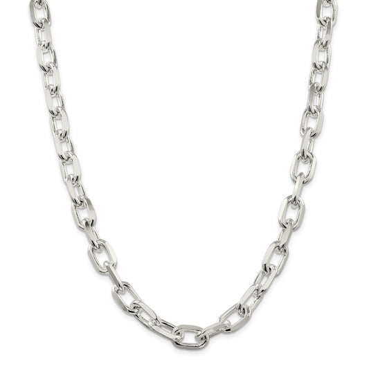 Million Charms 925 Sterling Silver 11.5 mm Diamond-cut Open Link Cable Chain, Chain Length: 20 inches