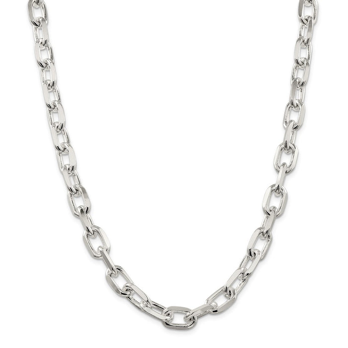 Million Charms 925 Sterling Silver 11.5 mm Diamond-cut Open Link Cable Chain, Chain Length: 24 inches
