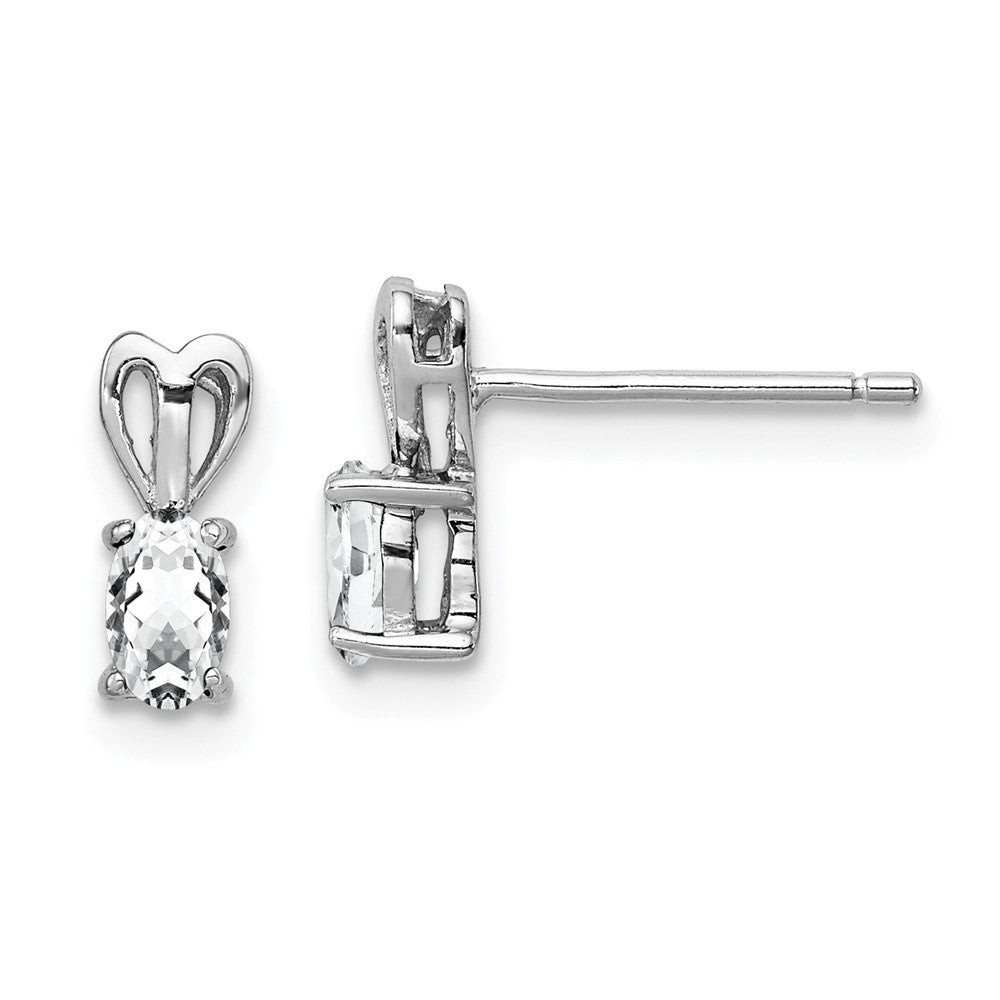 925 Sterling Silver Rhodium-plated White Topaz Earrings, 10mm x 4mm