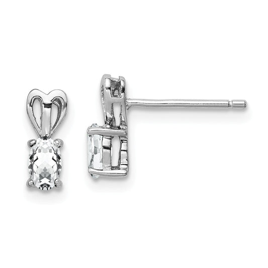 925 Sterling Silver Rhodium-plated White Topaz Earrings, 10mm x 4mm