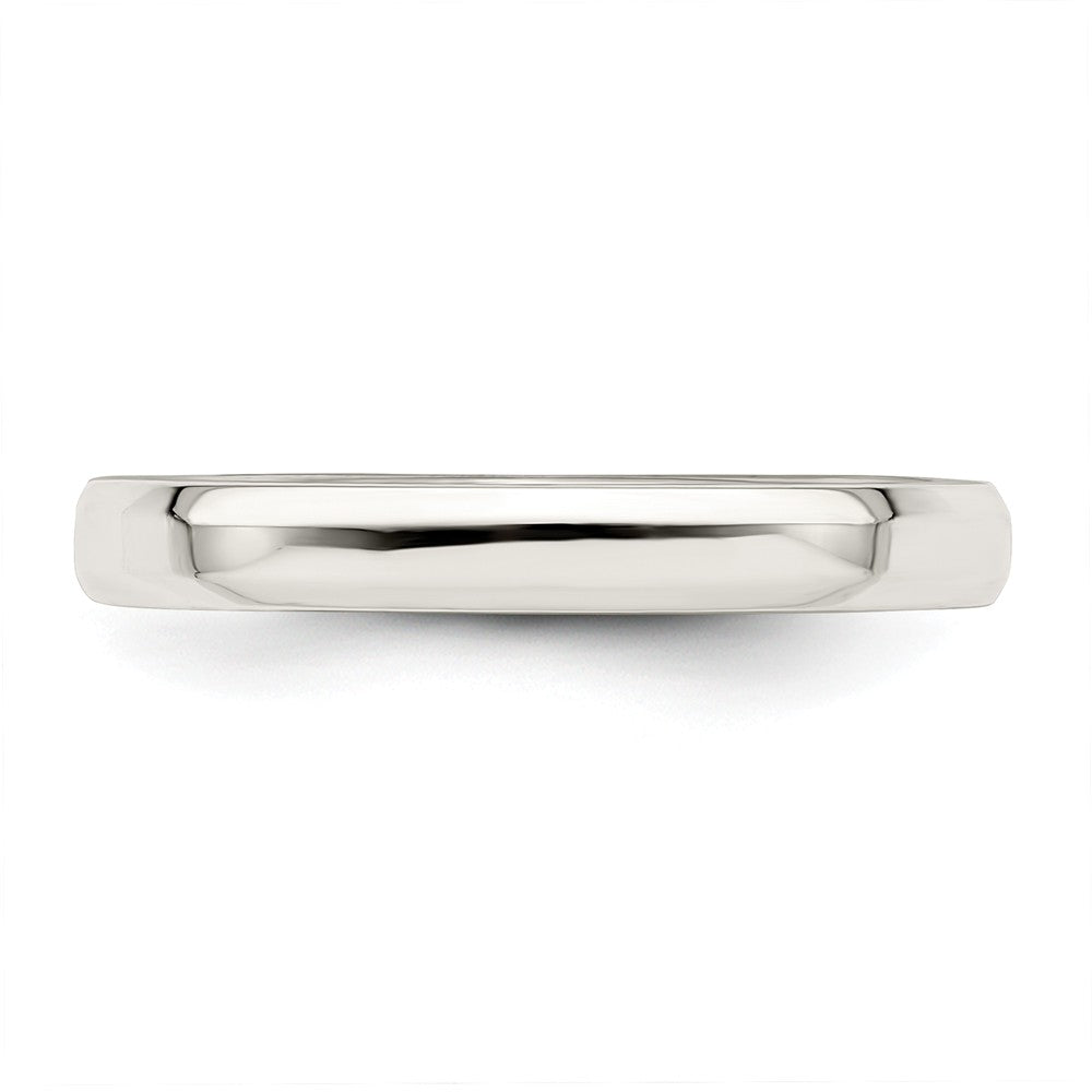 925 Sterling Silver, 3mm Bevel Edge Size 8.5 Wedding Band