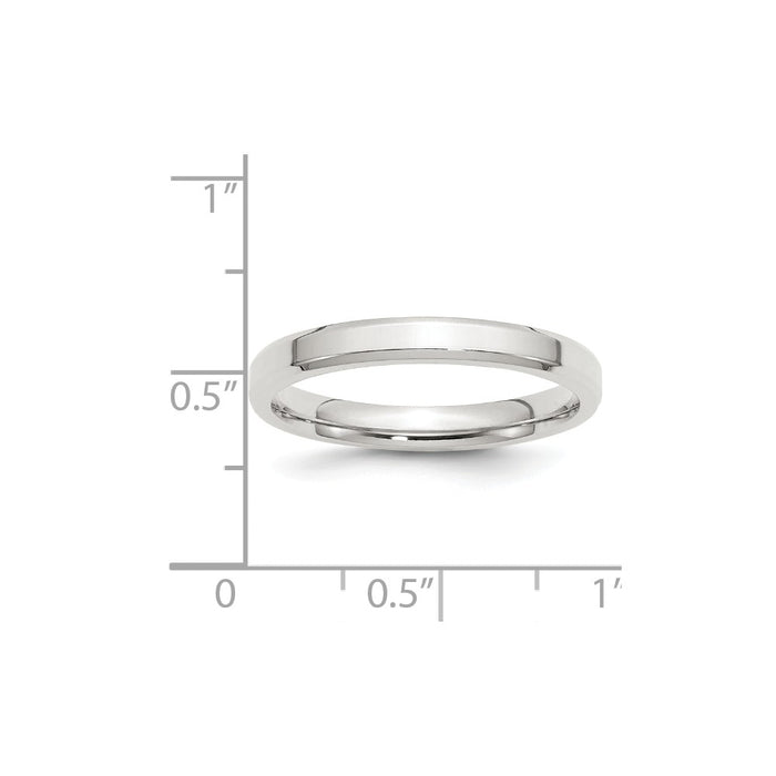 925 Sterling Silver, 3mm Bevel Edge Size 5.5 Wedding Band
