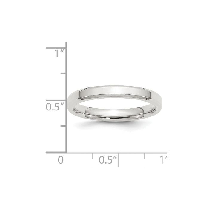 925 Sterling Silver, 3mm Bevel Edge Size 9 Wedding Band