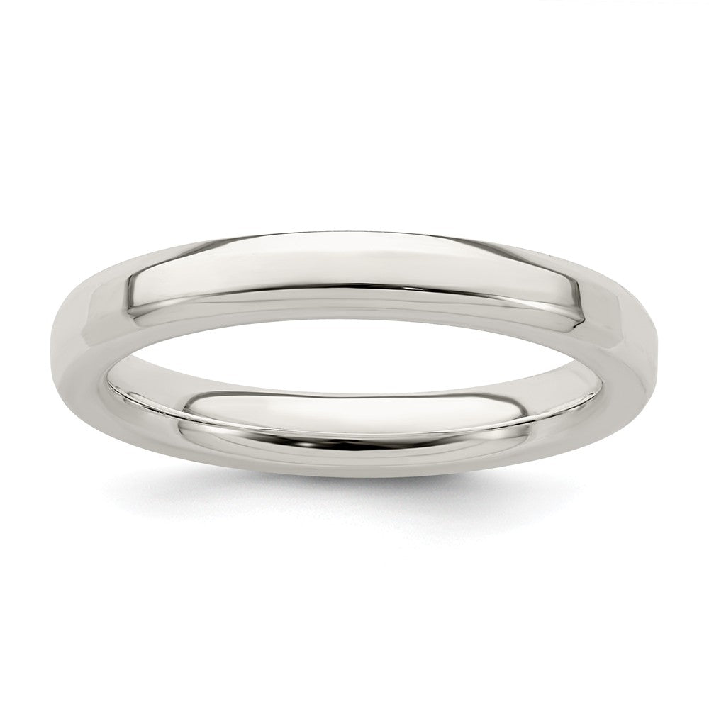 925 Sterling Silver, 3mm Bevel Edge Size 6 Wedding Band