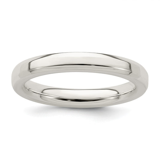 925 Sterling Silver, 3mm Bevel Edge Size 5 Wedding Band