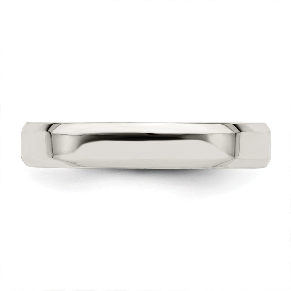 925 Sterling Silver, 4mm Bevel Edge Size 12 Wedding Band