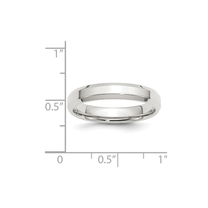 925 Sterling Silver, 4mm Bevel Edge Size 8 Wedding Band