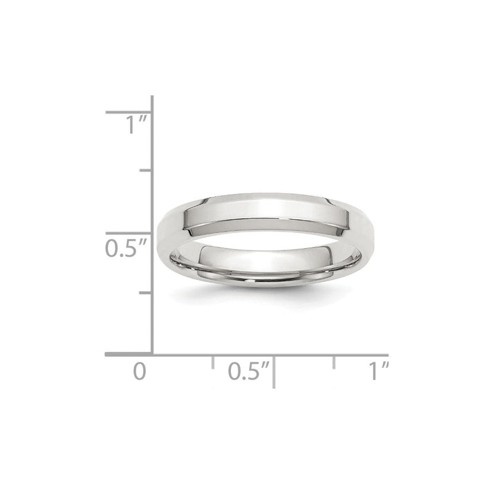 925 Sterling Silver, 4mm Bevel Edge Size 6.5 Wedding Band